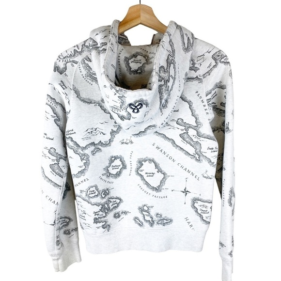 TNA Aritzia Pacific Map Zip Front Hoodie Gray - Picture 3 of 6